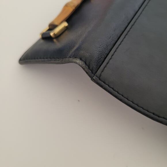 Gucci Bamboo Key Holder Wallet Case Leather Small Unisex Black Trifold - Picture 8 of 10